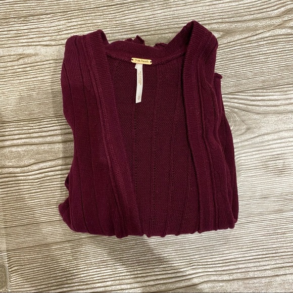 Free People Ribby Rib Duster Size Small Burgundy - Picture 8 of 8